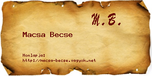Macsa Becse névjegykártya